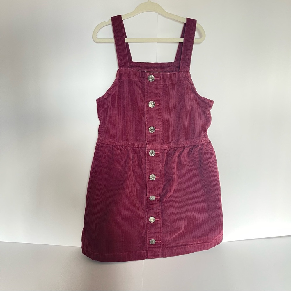 Kids Cat & Jack Corduroy Button Up Overall Jumper Dress - Burgundy size S(6/7)